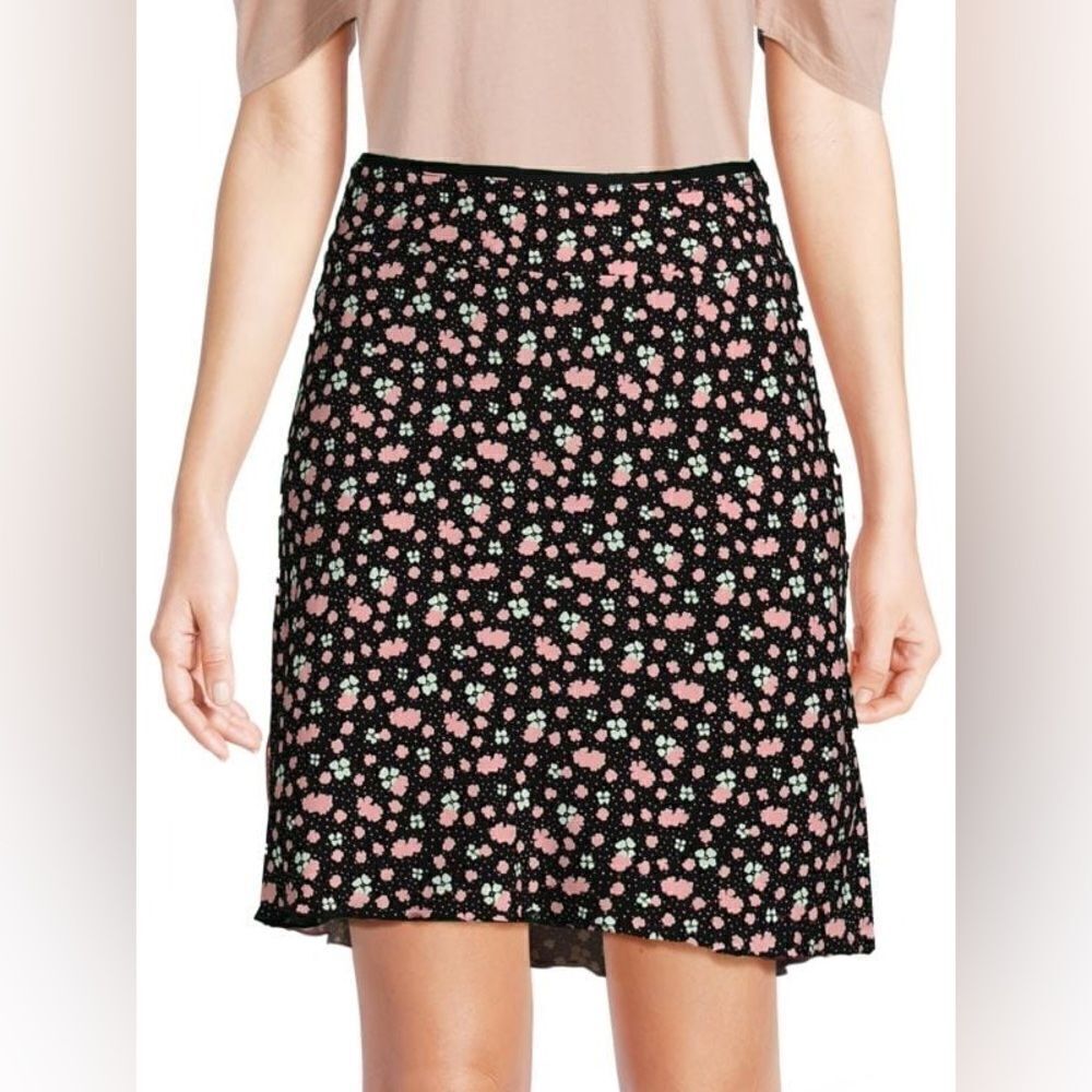 Free people NWT IRL Floral Mini Slip Skirt in Black Combo size 12